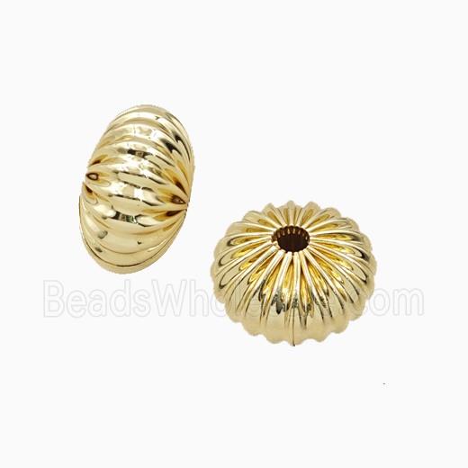 Copper Rondelle Beads Ribbed Gold Plated