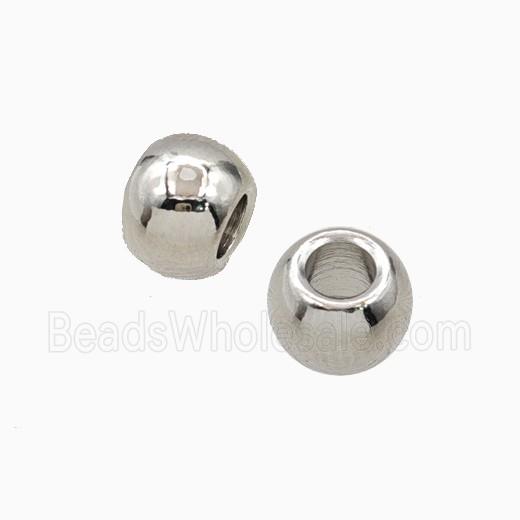 Copper Round Beads Large Hole Smooth Platinum Plated