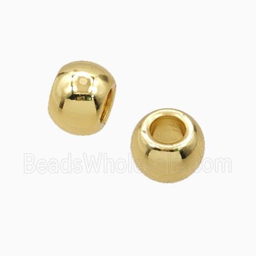 Copper Round Beads Large Hole Smooth Gold Plated
