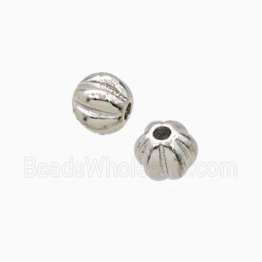 Copper Round Beads Ribbed Platinum Plated