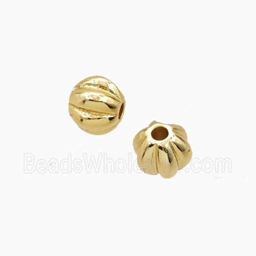 Copper Round Beads Ribbed Gold Plated