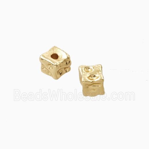 Copper Cube Beads Hammered Gold Plated