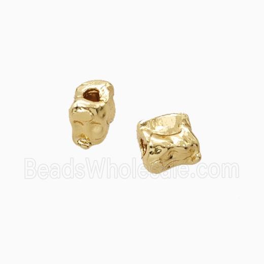 Copper Cube Beads Hammered Gold Plated
