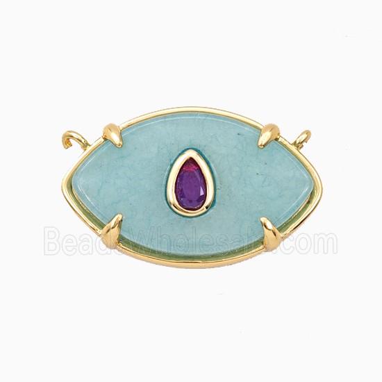 Green Dye Jade Eye Pendant Pave Zirconia