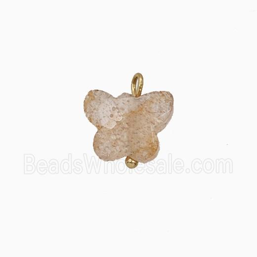 Pink Strawberry Quartz Butterfly Pendant