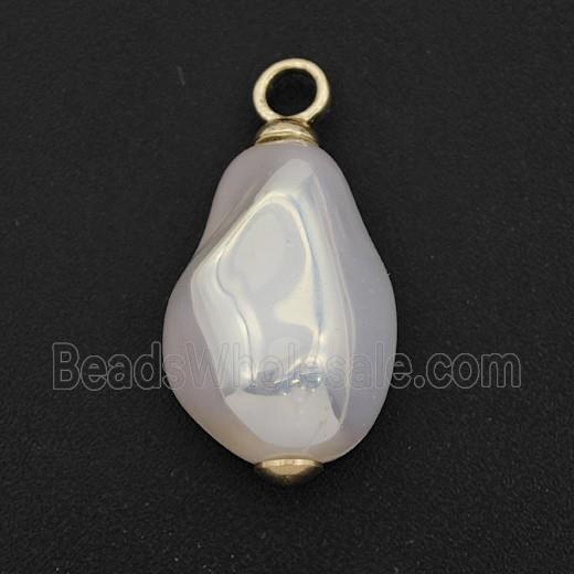 White Pearlized Plastic Pendant Freeform