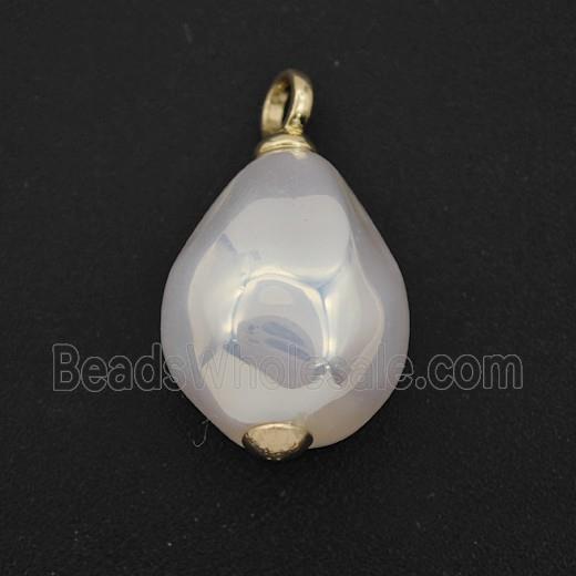 White Pearlized Plastic Pendant Freeform