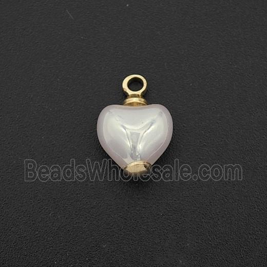 White Pearlized Plastic Pendant Heart
