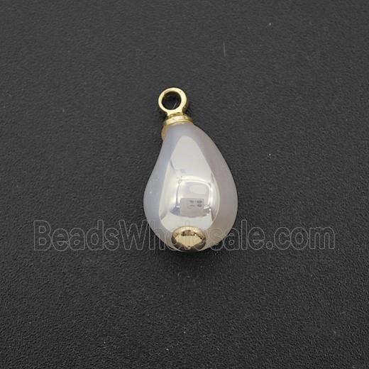 White Pearlized Plastic Pendant Teardrop