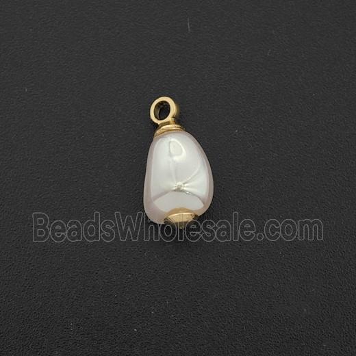 White Pearlized Plastic Pendant Freeform
