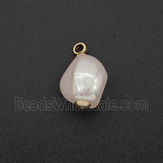 White Pearlized Plastic Pendant Freeform