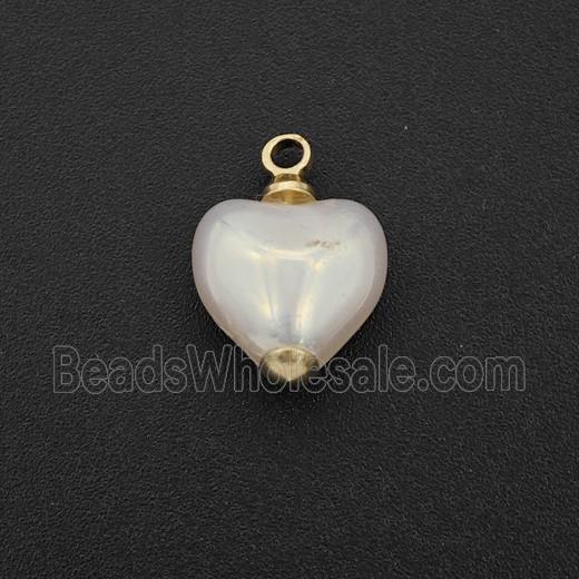 White Pearlized Plastic Pendant Heart