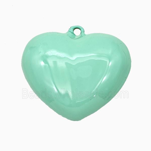Copper Heart Pendant Green Enamel