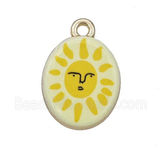 Alloy Oval Pendant Sun Painted Gold Plated