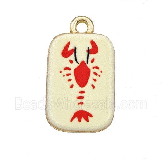 Alloy Rectangle Pendant Lobster Painted Gold Plated