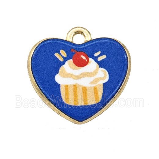 Alloy Heart Pendant Cake Painted Gold Plated