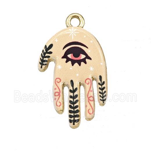 Alloy Hamsahand Pendant Eye Painted Gold Plated