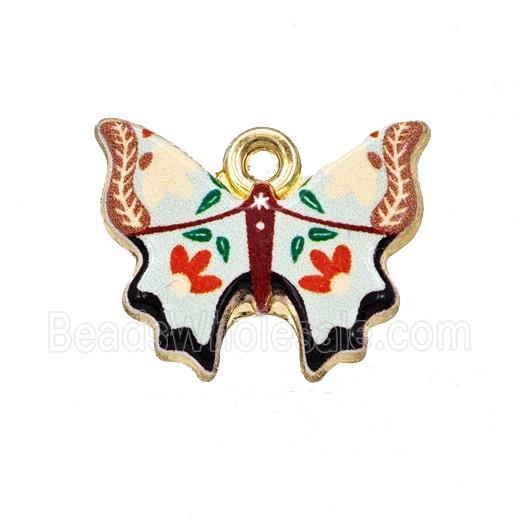 Alloy Butterfly Pendant Painted Gold Plated