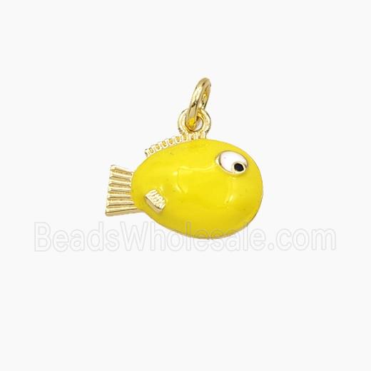 Copper Fish Pendant Yellow Enamel Gold Plated
