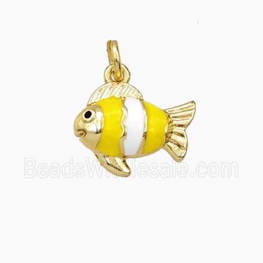 Copper Fish Pendant Yellow Enamel Gold Plated