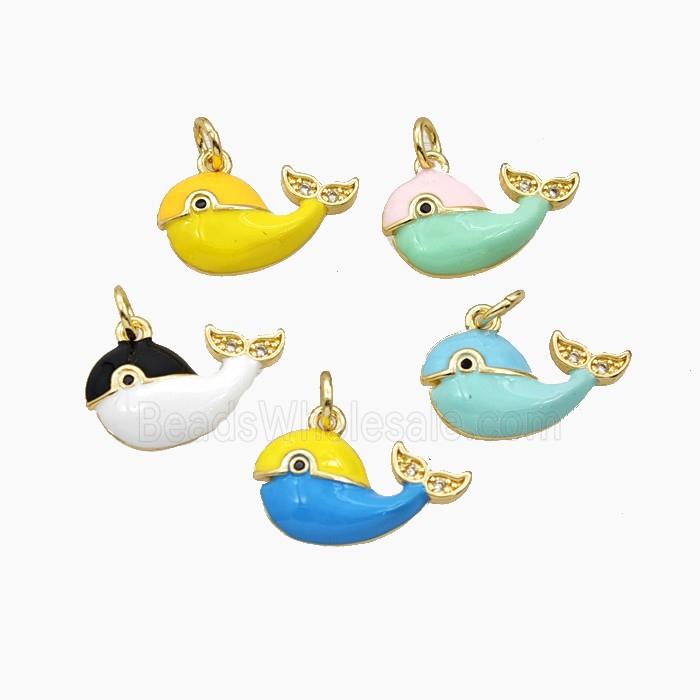 Copper Dolphin Pendant Enamel Gold Plated Mixed