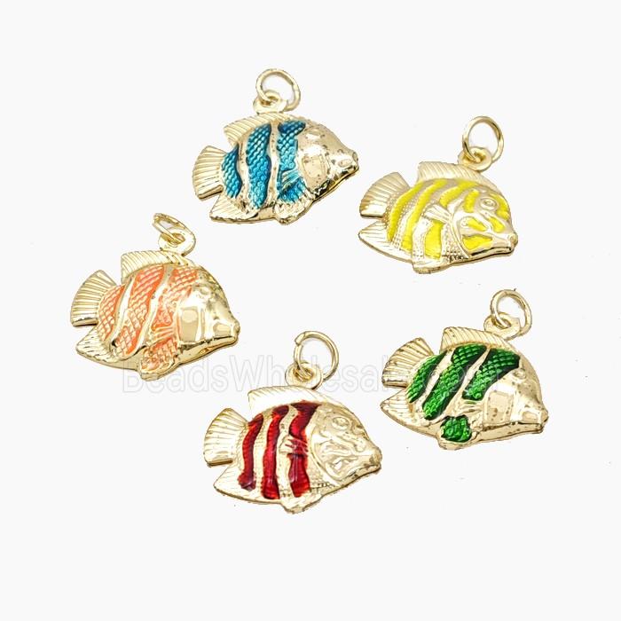 Copper Fish Pendant Painted Gold Plated Mixed