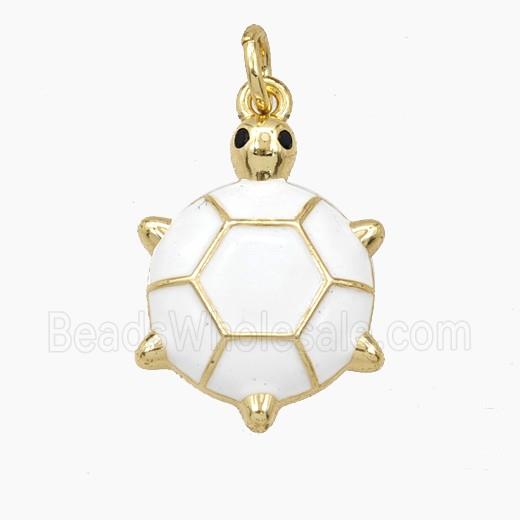 Copper Tortoise Pendant White Enamel Gold Plated