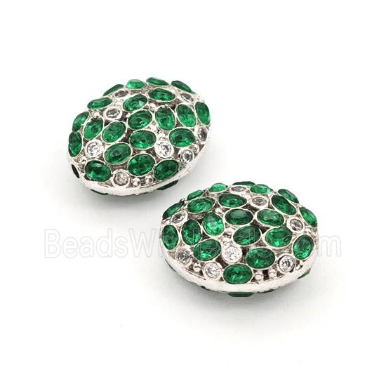 Copper Oval Beads Pave Zirconia Platinum Plated