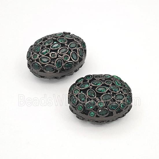 Copper Oval Beads Pave Zirconia Black Plated
