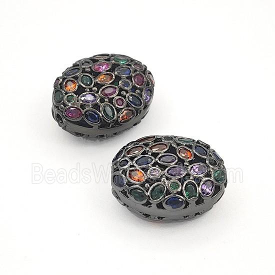 Copper Oval Beads Pave Zirconia Black Plated