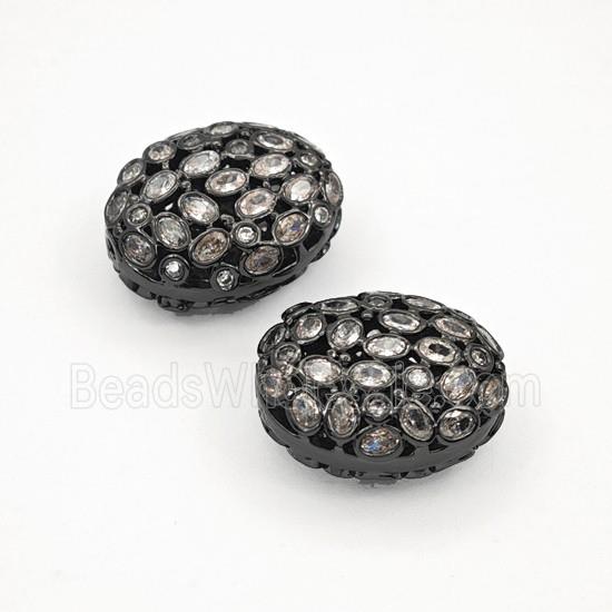 Copper Oval Beads Pave Zirconia Black Plated