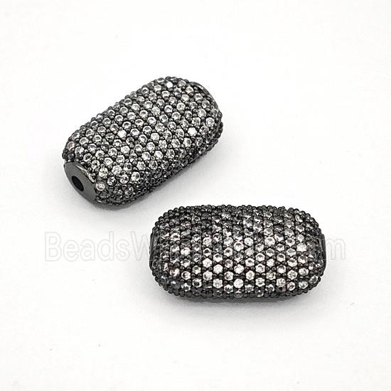 Copper Rectangle Beads Pave Zirconia Black Plated