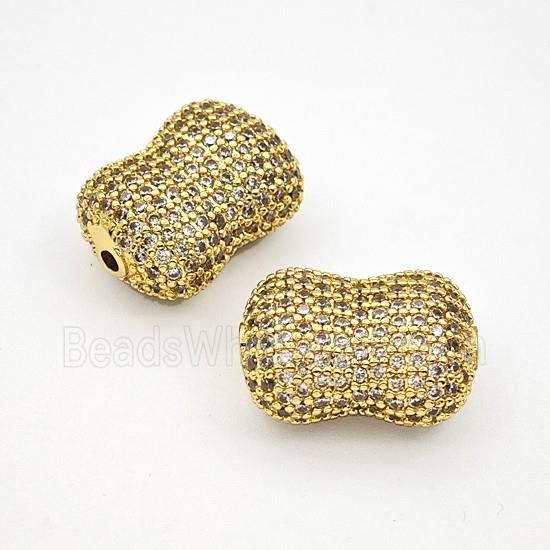 Copper Penut Beads Pave Zirconia Gold Plated