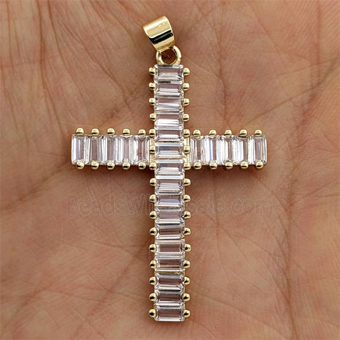 Copper Cross Pendant Pave Zirconia Gold Plated