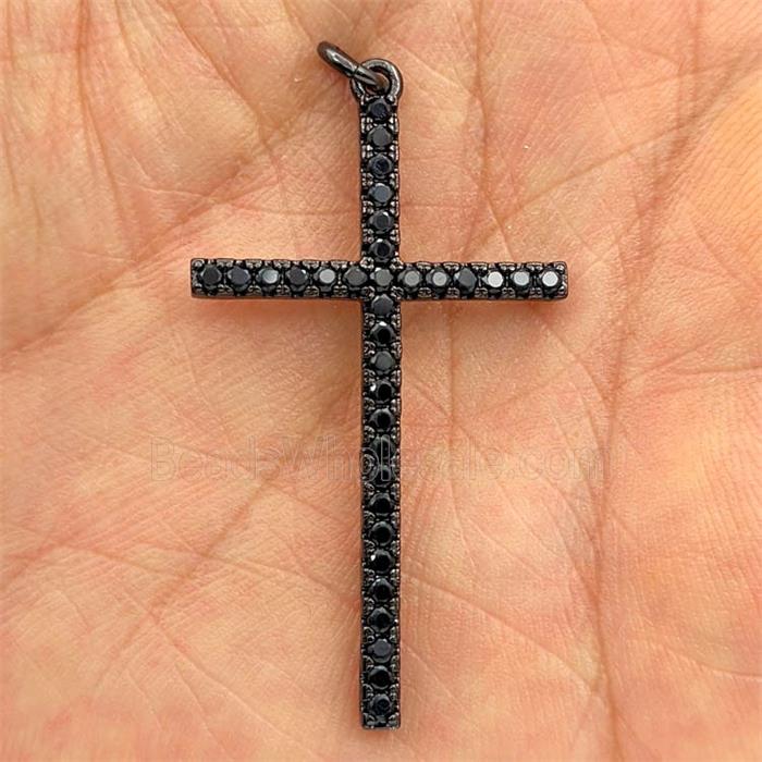 Copper Cross Pendant Pave Zirconia Black Plated