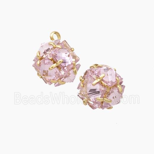 Pink Cubic Zirconia Ball Pendant
