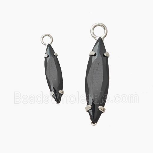 Black Cubic Zirconia Leaf Pendant