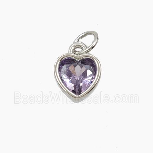 Purple Cubic Zirconia Heart Pendant