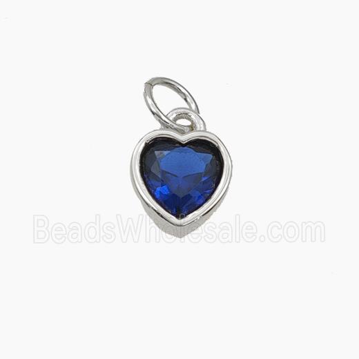 Blue Cubic Zirconia Heart Pendant