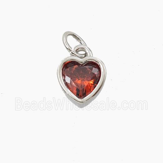 Red Cubic Zirconia Heart Pendant