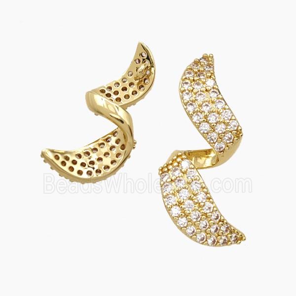 Copper Ribbon Pendant Pave Zirconia Gold Plated