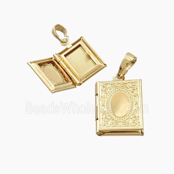 Copper Locket Pendant Rectangle Gold Plated