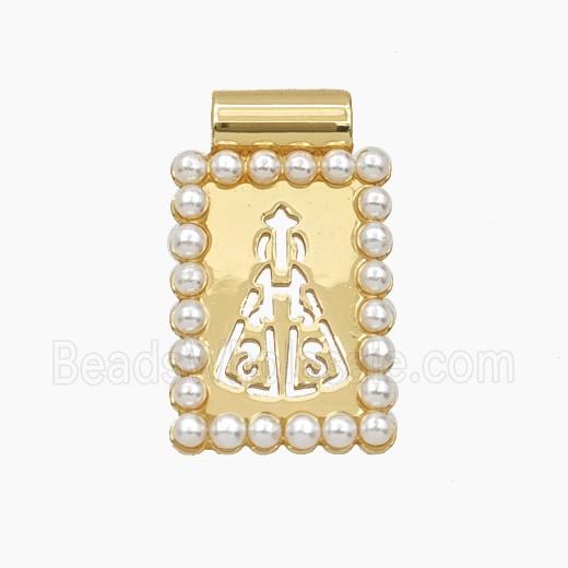 Copper Rectangle Pendant Pave Resin Elder Gold Plated