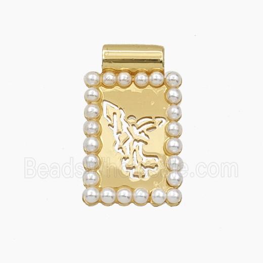 Copper Rectangle Pendant Pave Resin Adam Gold Plated