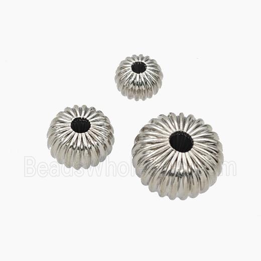 Copper Rondelle Beads Ribbed Platinum Plated