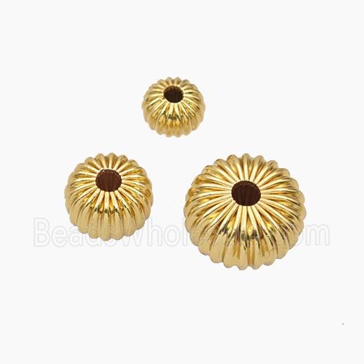 Copper Rondelle Beads Ribbed Gold Plated