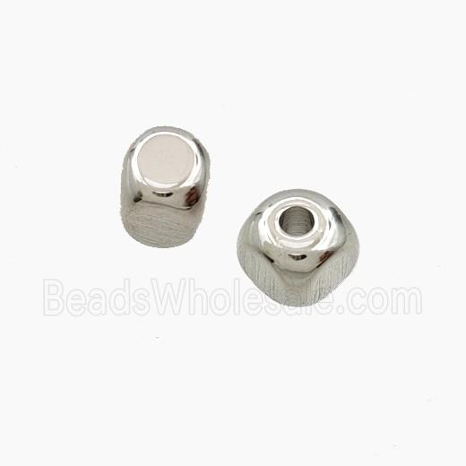 Copper Cube Beads Platinum Plated