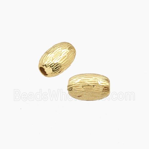 Copper Rice Beads Ribbed Gold Plated
