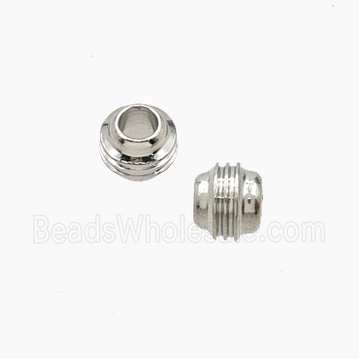 Copper Tube Beads With Screw Large Hole Platinum Plated
