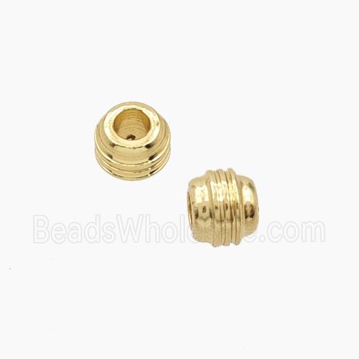 Copper Tube Beads With Screw Large Hole Gold Plated